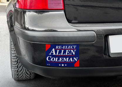 Re-Elect Allen/Coleman - Bills Bumper Sticker