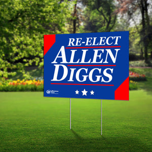 Lawn Sign - "Re-Elect Allen Diggs"  - Show your Support for the Bills with this sign